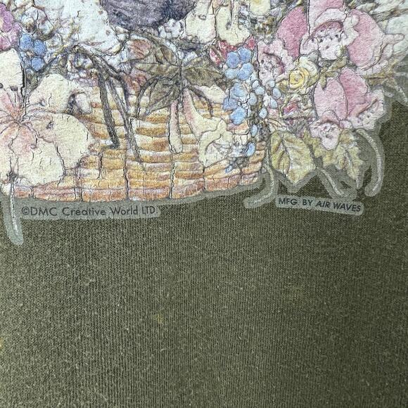 Resource XL American VINTAGE 90s Womens Green Badger Floral Friends Tee Shirt - Picture 5 of 11